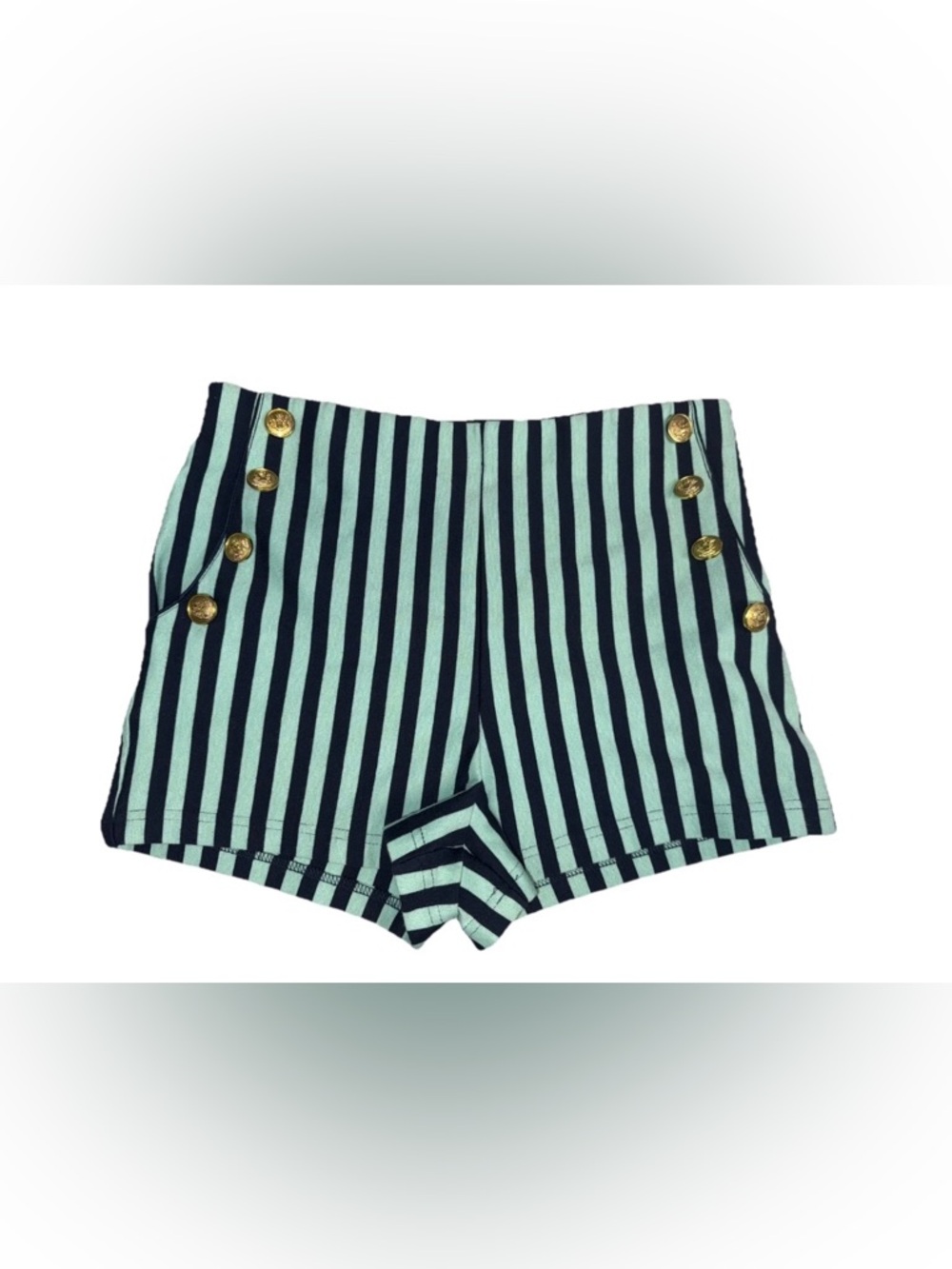 Forever 21 Navy and Mint Striped High-Waist Sailor Shorts